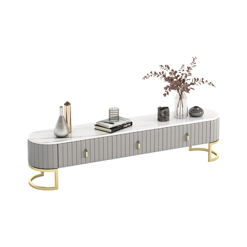 Scandinavian Stone TV Stand Enclosed Storage TV Console with 3-Drawer