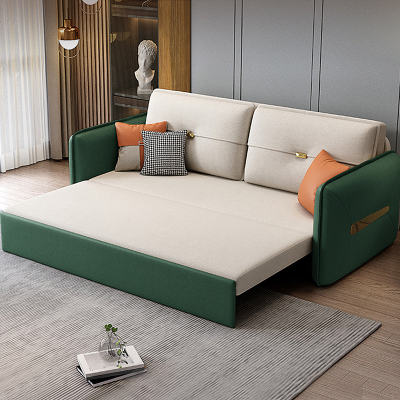 Contemporary Square Arm Faux Leather Stain Resistant Bed Sofa Couch