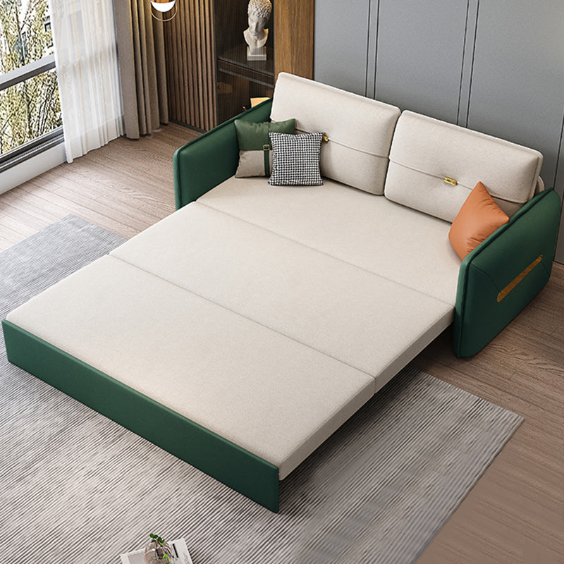 Contemporary Square Arm Faux Leather Stain Resistant Bed Sofa Couch