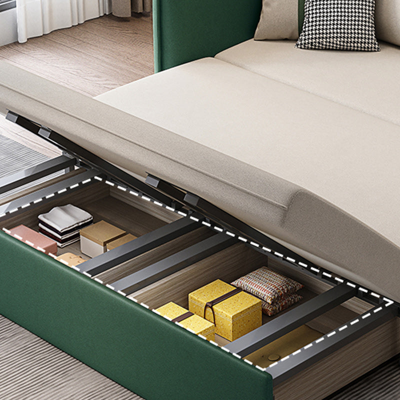 Contemporary Square Arm Faux Leather Stain Resistant Bed Sofa Couch