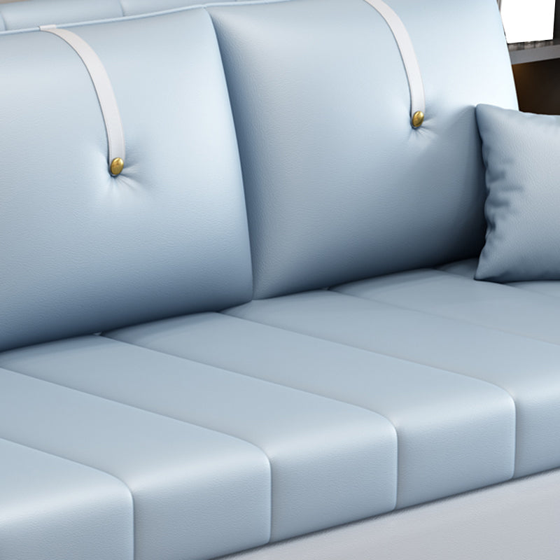 Square Arm Standard Couch Bed Contemporary Faux Leather Bed Sofa Couch