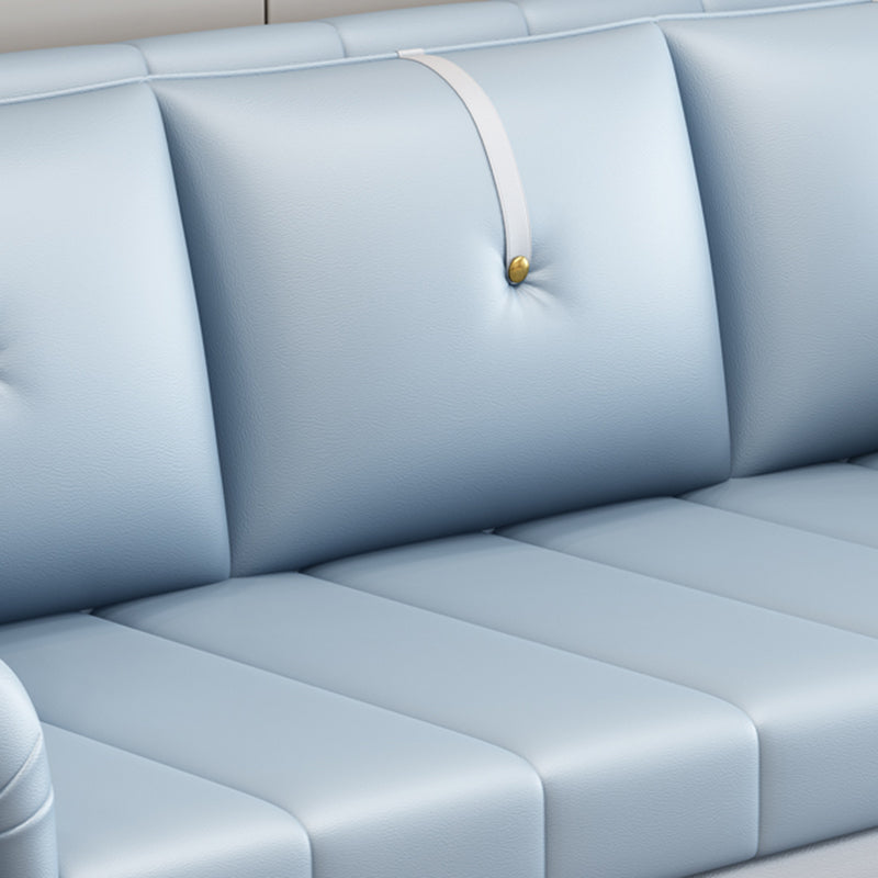 Square Arm Standard Couch Bed Contemporary Faux Leather Bed Sofa Couch
