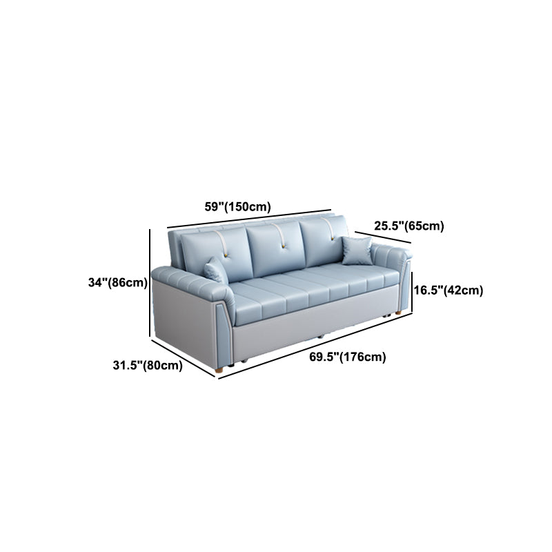 Square Arm Standard Couch Bed Contemporary Faux Leather Bed Sofa Couch