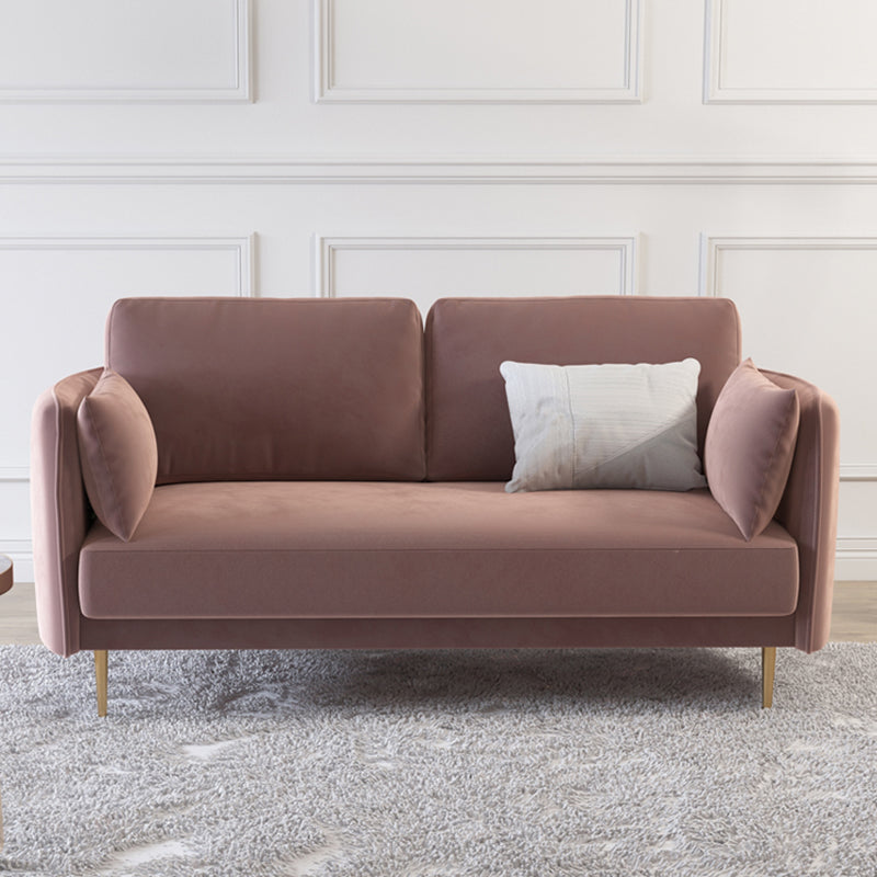 Square Arm Contemporary Settee Sofa Standard Velvet Settee Couch