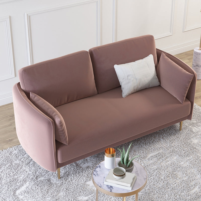 Square Arm Contemporary Settee Sofa Standard Velvet Settee Couch