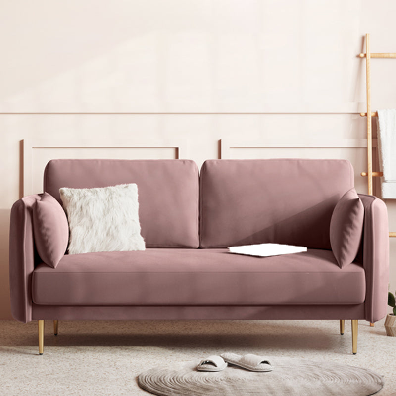 Square Arm Contemporary Settee Sofa Standard Velvet Settee Couch