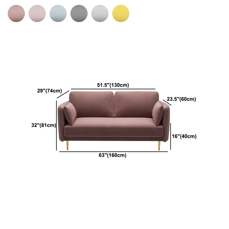 Square Arm Contemporary Settee Sofa Standard Velvet Settee Couch