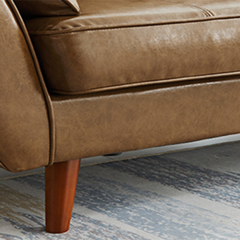 Faux Leather Contemporary Tufted Standard Flared Arm Settee Sofa