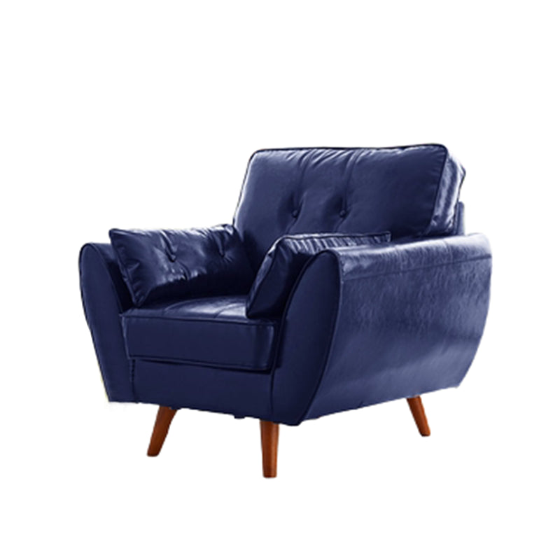 Faux Leather Contemporary Tufted Standard Flared Arm Settee Sofa