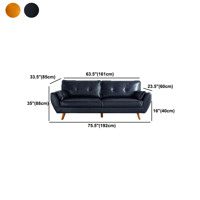 Faux Leather Contemporary Tufted Standard Flared Arm Settee Sofa