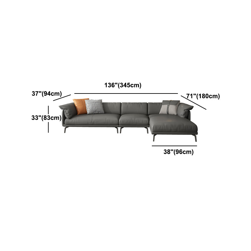 Pillow Top Arm Sofa & Chaise 32.68" H Genuine Leather Cushions Sofa