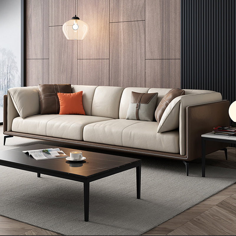 30.7" H Modern Cushions Sofa Genuine Leather Pillow Top Arm Sofa & Chaise