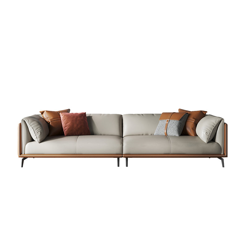 30.7" H Modern Cushions Sofa Genuine Leather Pillow Top Arm Sofa & Chaise