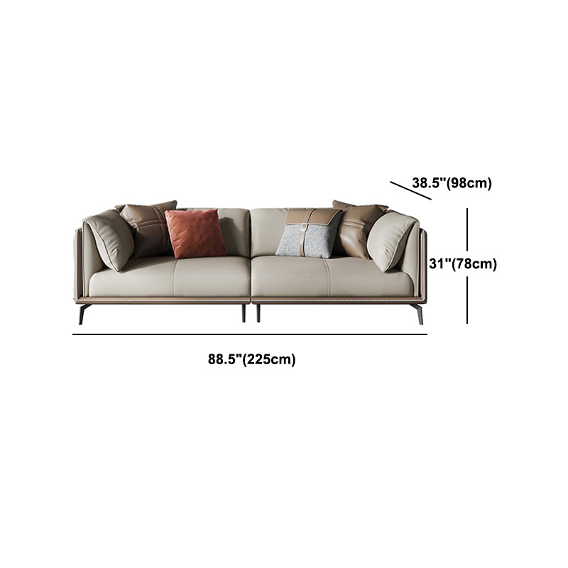 30.7" H Modern Cushions Sofa Genuine Leather Pillow Top Arm Sofa & Chaise