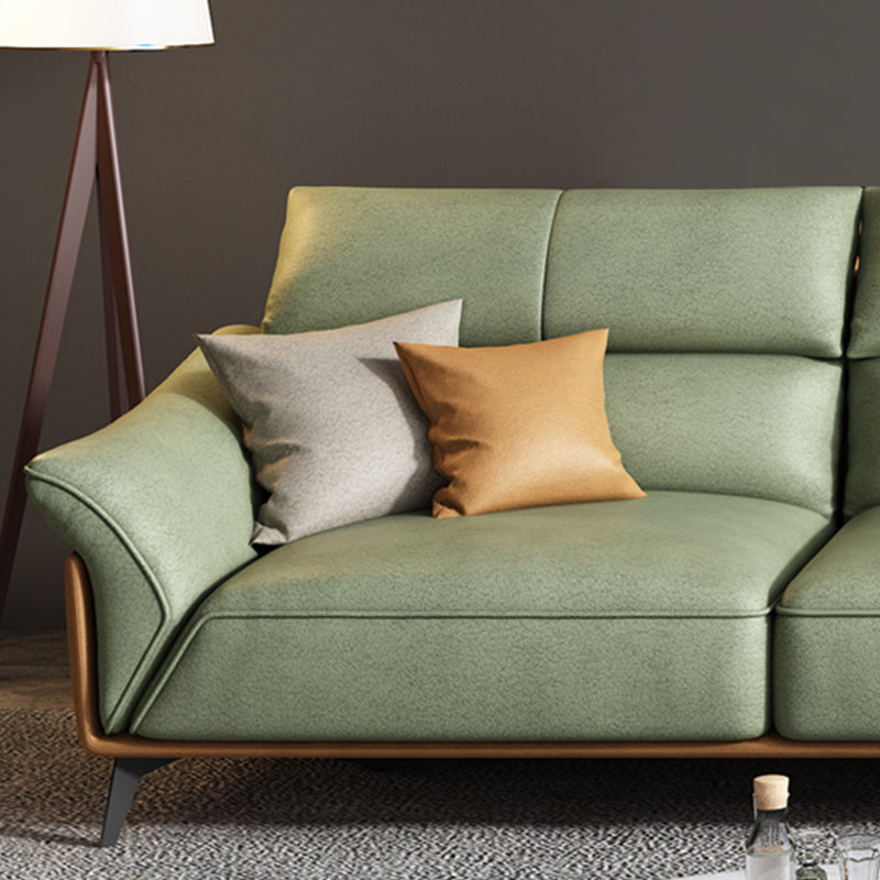 Pillow Arms Sectional Green Modern Faux Leather Living Room Sofa & Chaise
