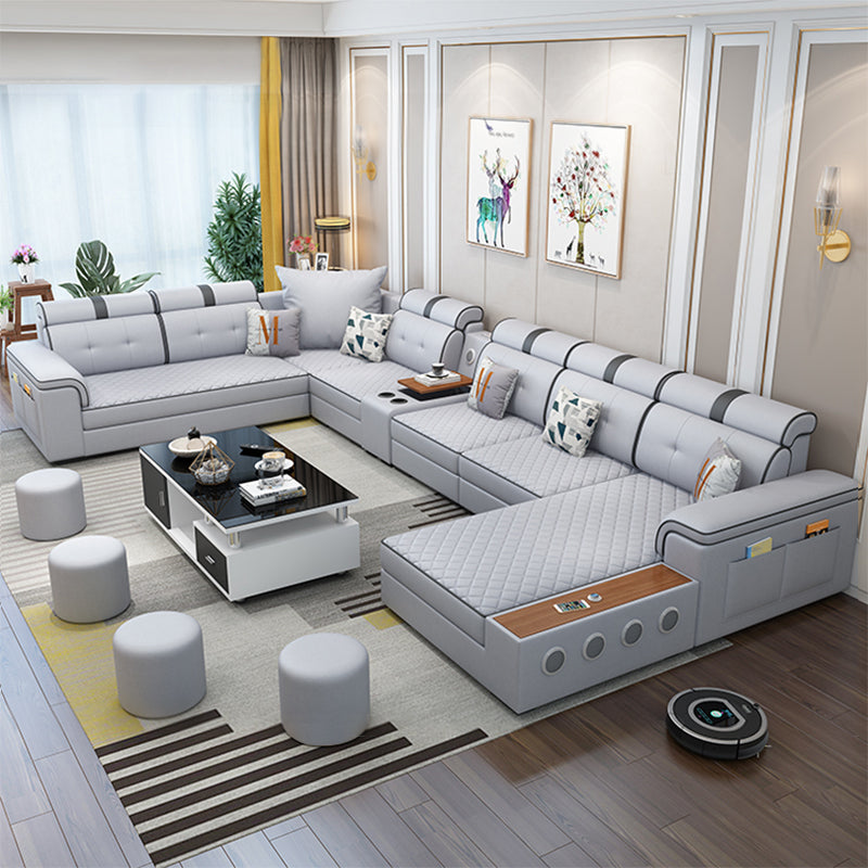Contemporary Sofa Faux Leather U-Shaped Modular Furniture Sectionals