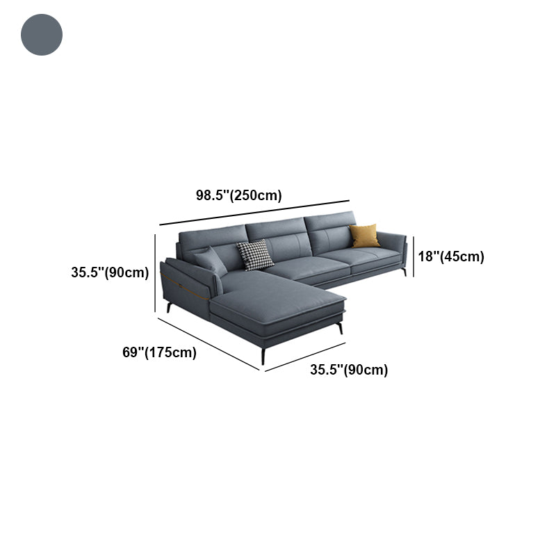 Scandinavian Blue Pillow Back Sectionals/Sofa for Living Room 35.43" High