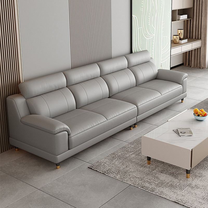 Light-grey Contemporary Sofa Genuine Leather Living Room Sofa & Chaise