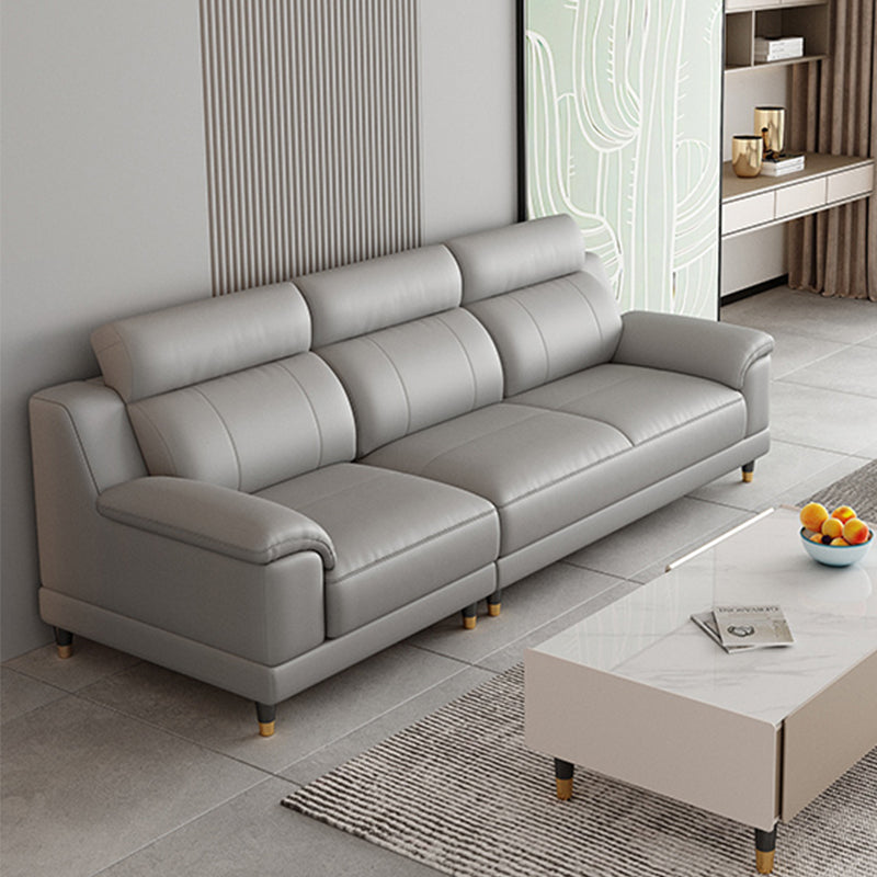 Light-grey Contemporary Sofa Genuine Leather Living Room Sofa & Chaise