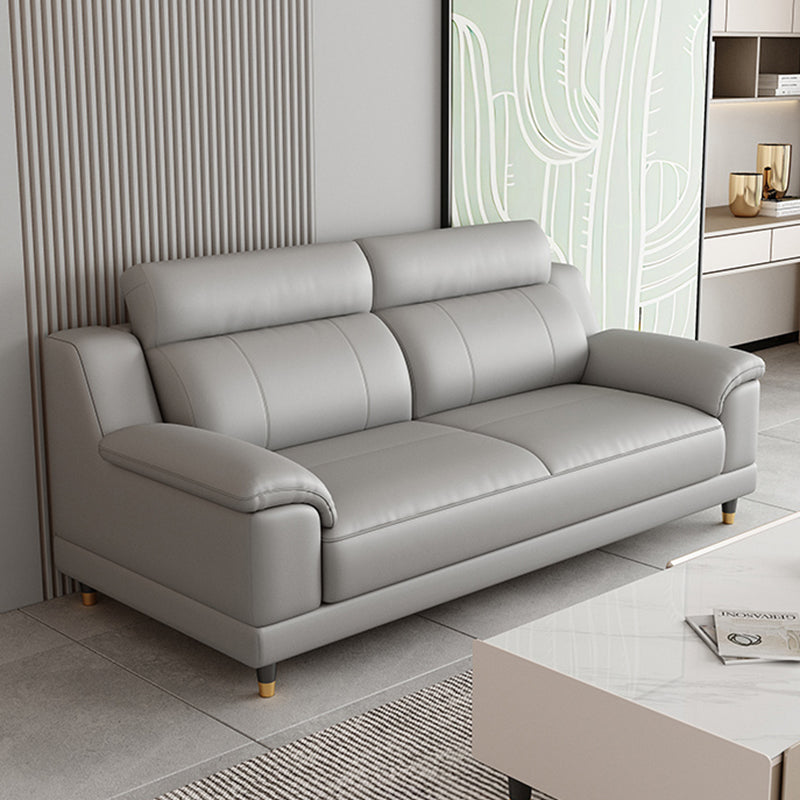 Light-grey Contemporary Sofa Genuine Leather Living Room Sofa & Chaise