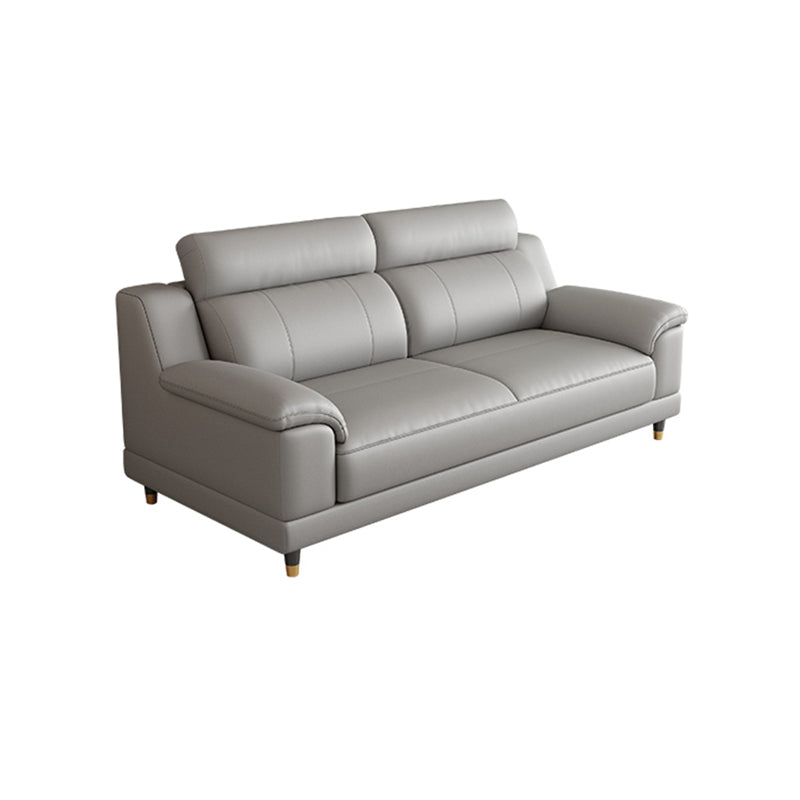 Light-grey Contemporary Sofa Genuine Leather Living Room Sofa & Chaise