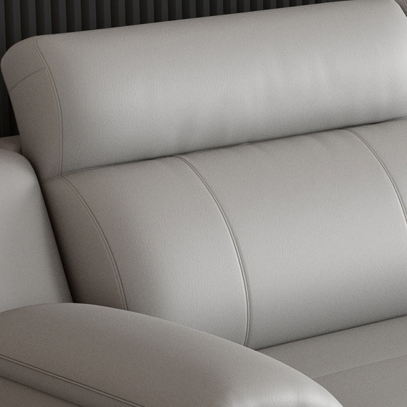 Light-grey Contemporary Sofa Genuine Leather Living Room Sofa & Chaise