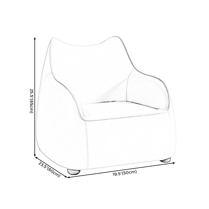 Modern Barrel Chair Genuine Leather Chair with Black Legs for Bedroom