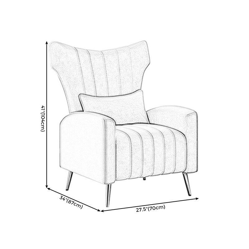 27.26"L x 34.15"W x 40.94"H Velvet Wingback Chair,Modern Sloped Arms Chair