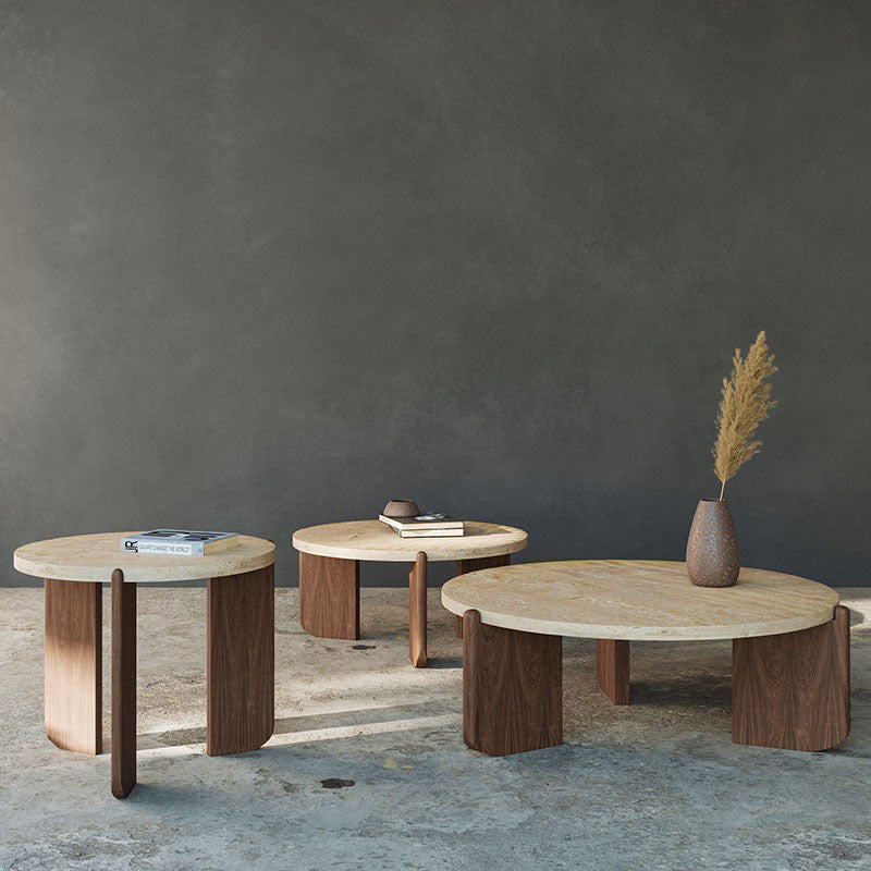 French Country Round Cocktail Table Wood 3 Legs Coffee Table