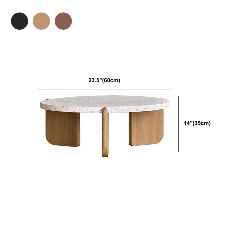 French Country Round Cocktail Table Wood 3 Legs Coffee Table