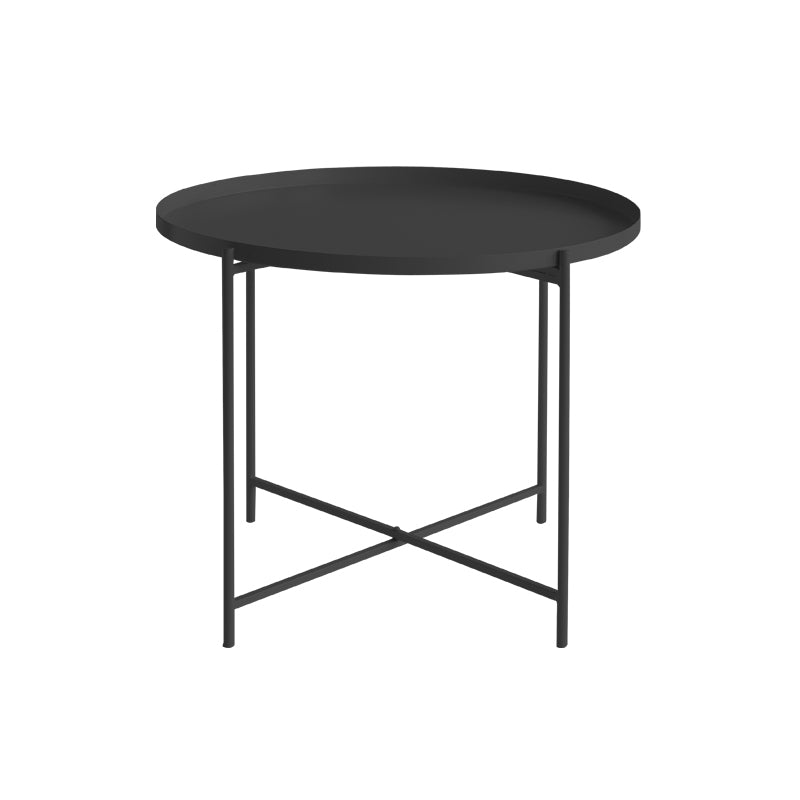 Cross Legs Tray Top Coffee Table Round Metallic Cocktail Table
