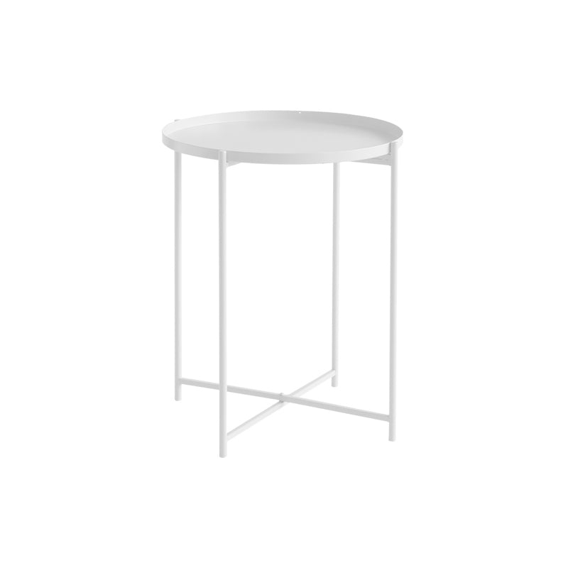 Cross Legs Tray Top Coffee Table Round Metallic Cocktail Table