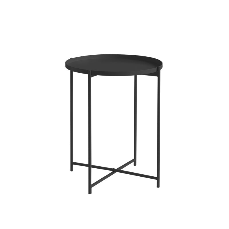 Cross Legs Tray Top Coffee Table Round Metallic Cocktail Table