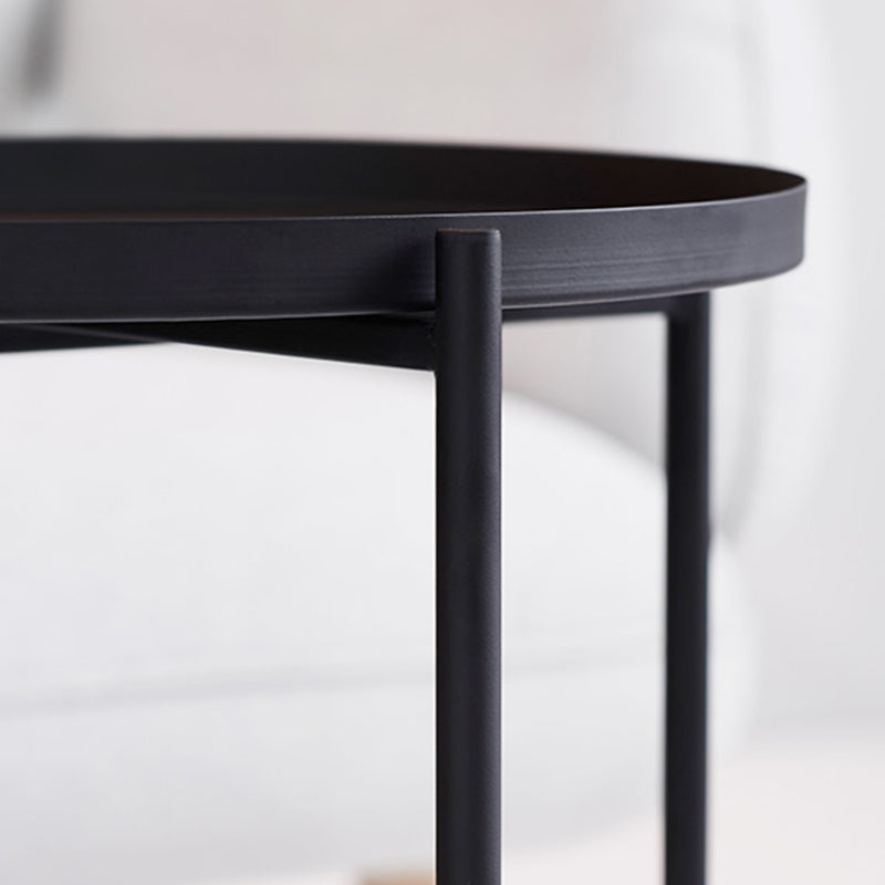 Cross Legs Tray Top Coffee Table Round Metallic Cocktail Table