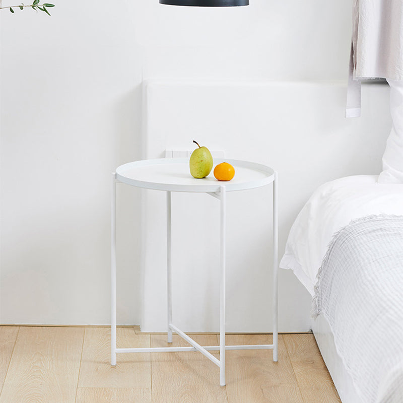 Cross Legs Tray Top Coffee Table Round Metallic Cocktail Table