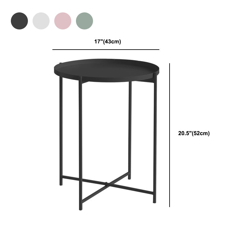 Cross Legs Tray Top Coffee Table Round Metallic Cocktail Table