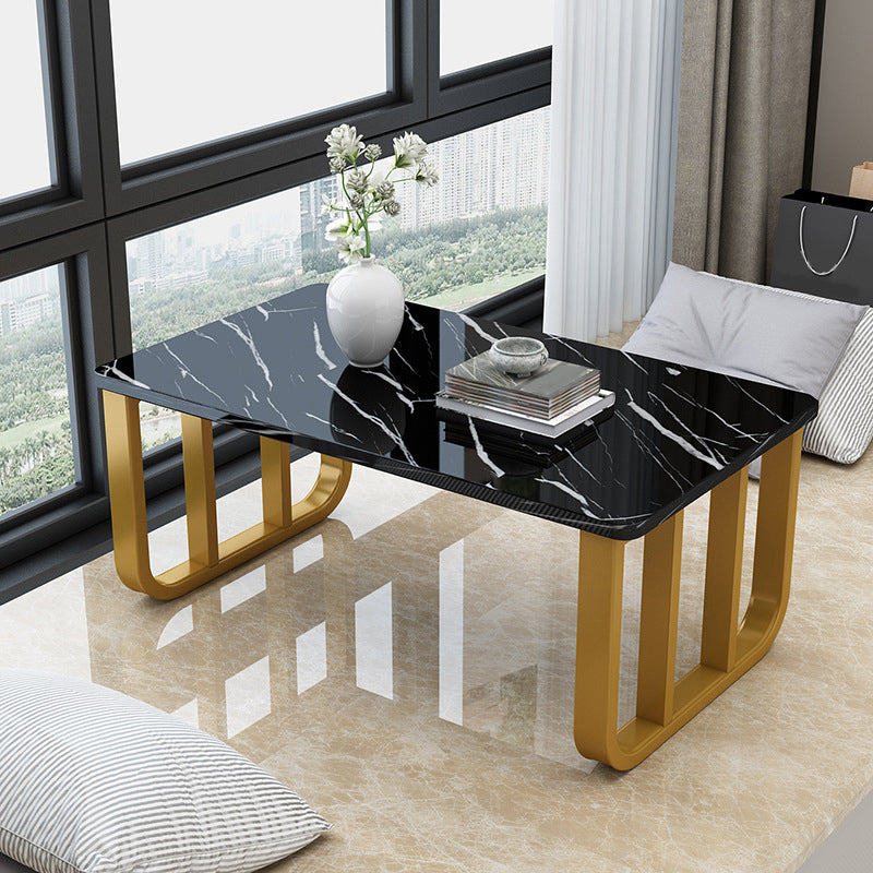 Contemporary Rectangular Coffee Table Faux Wood Sled Cocktail Table