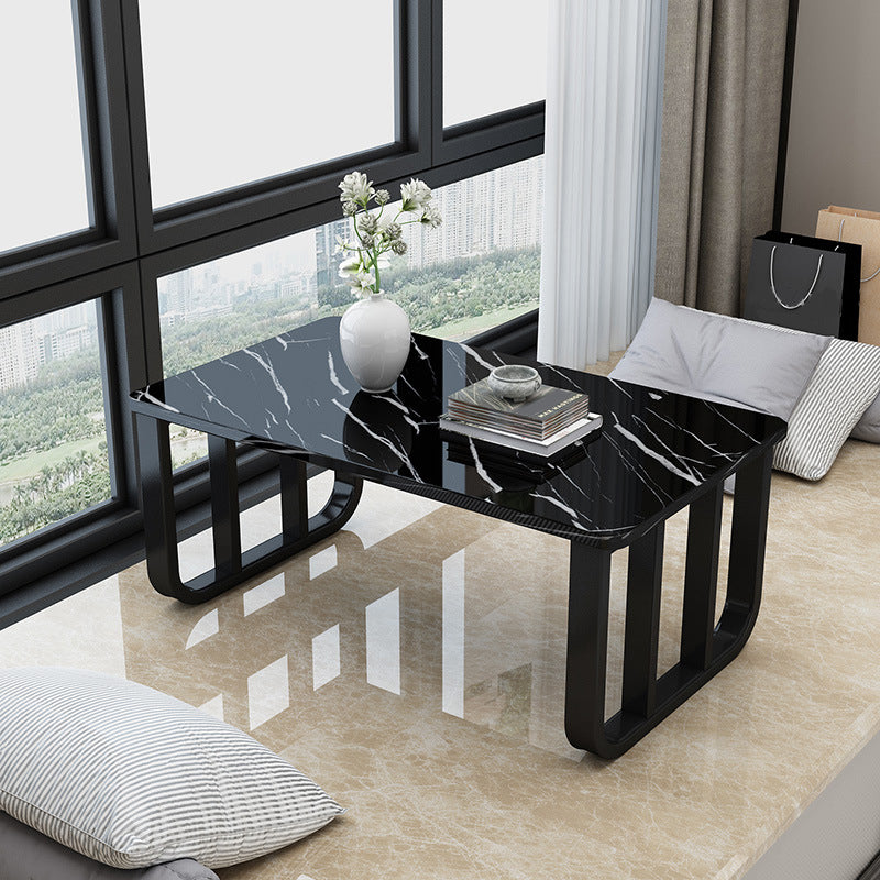 Contemporary Rectangular Coffee Table Faux Wood Sled Cocktail Table