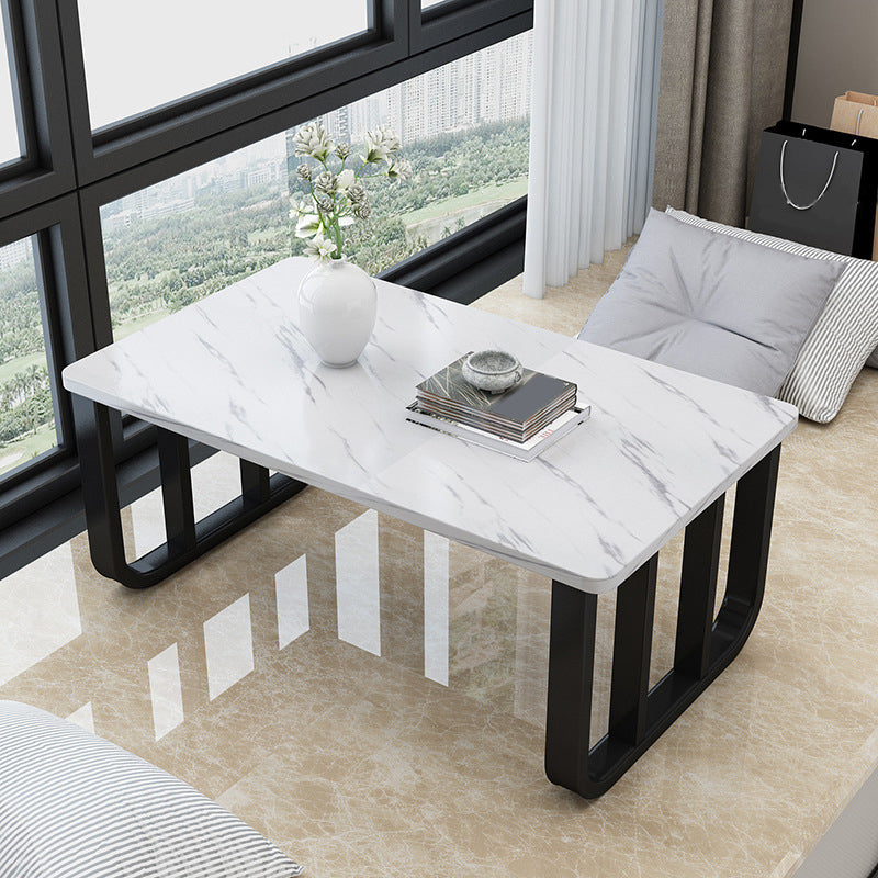 Contemporary Rectangular Coffee Table Faux Wood Sled Cocktail Table