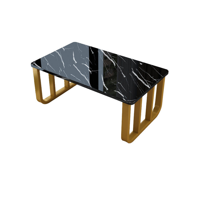 Contemporary Rectangular Coffee Table Faux Wood Sled Cocktail Table