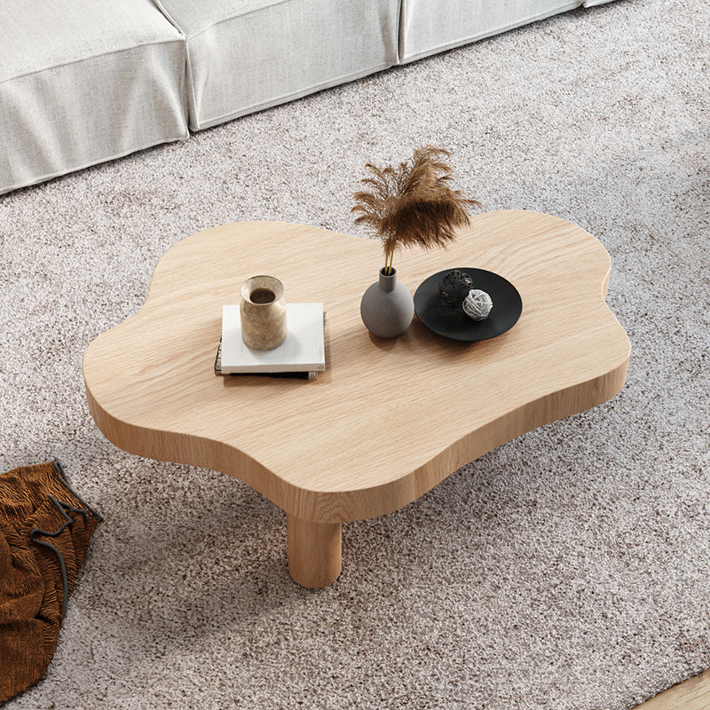 Nordic Geometric Wooden Coffee Table 3 Legs Cocktail Table - 15.75" H