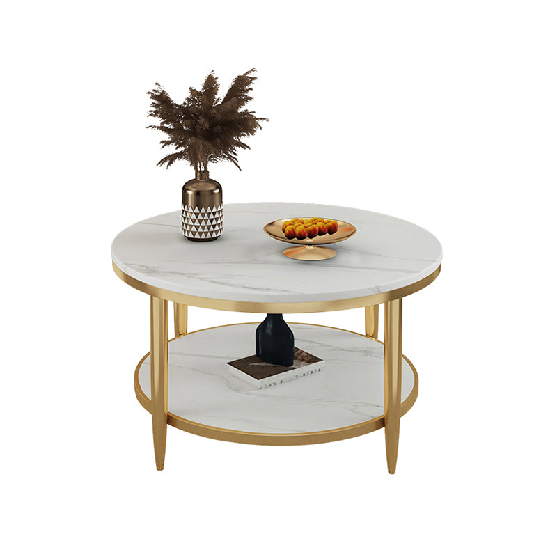 Slate Round Coffee Table Glam 4 Legs Coffee Table with Storage