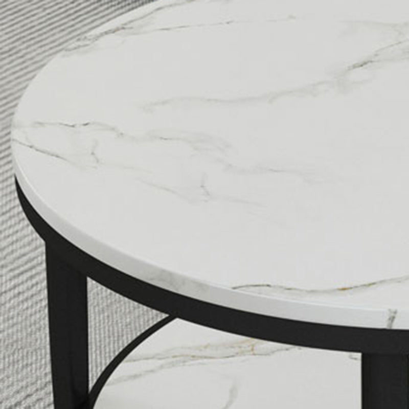 Slate Round Coffee Table Glam 4 Legs Coffee Table with Storage