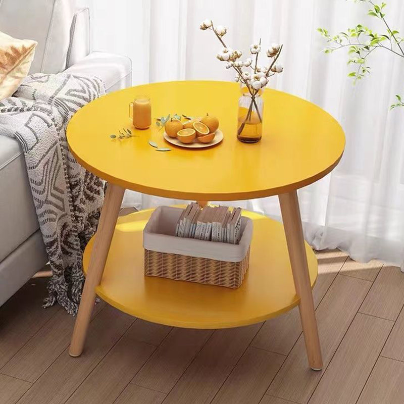 Contemporary 3 Legs End Table Round Wood Top Side Table for Living Room