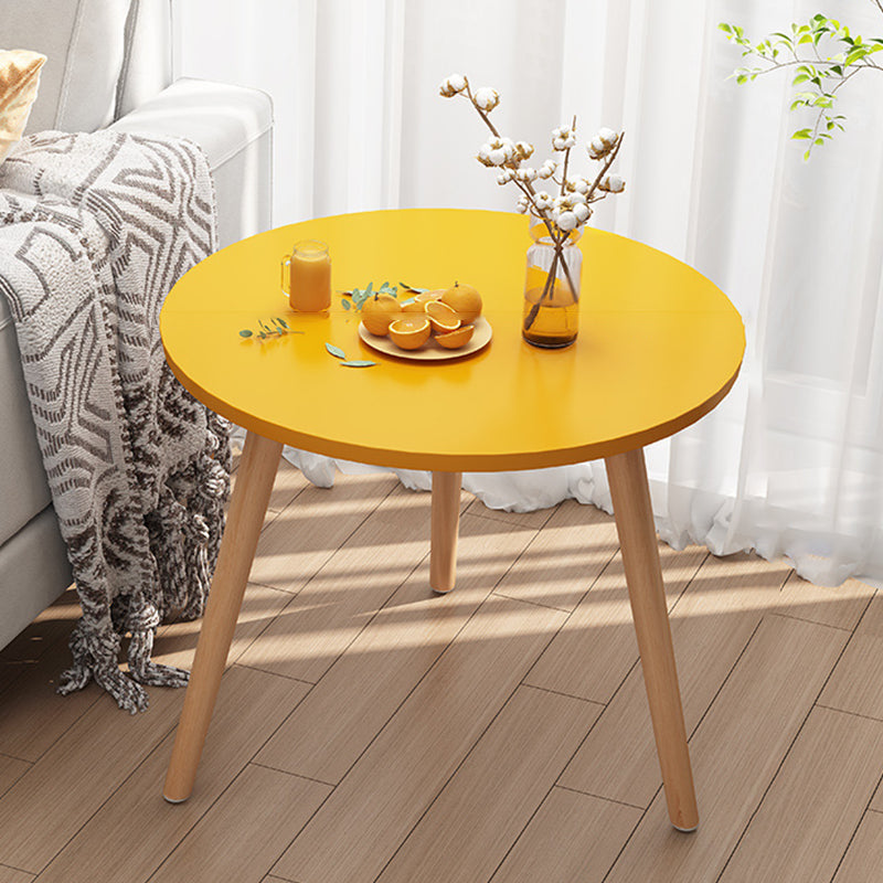 Contemporary 3 Legs End Table Round Wood Top Side Table for Living Room