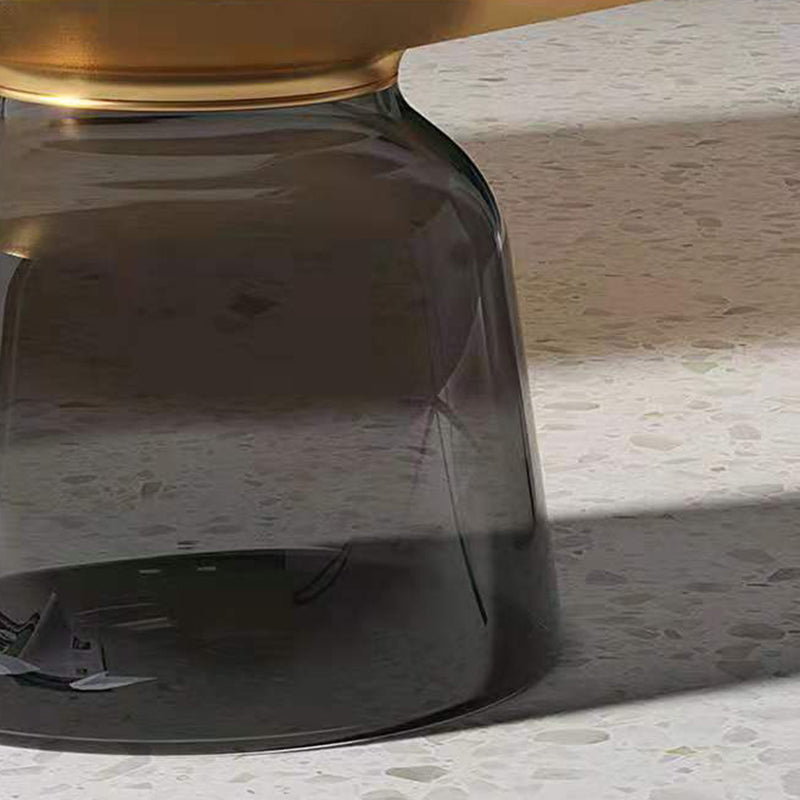 Contemporary Round Side Table Glass Pedestal Sofa End Table for Living Room