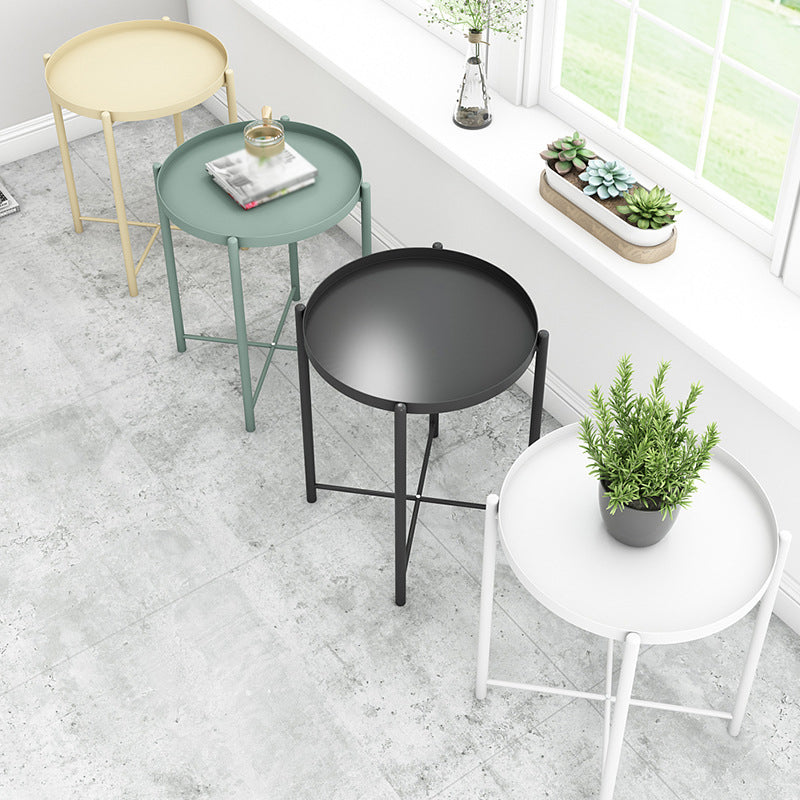 4 Legs Base Design Carbon Steel White/green/black/yellow Round Side Table