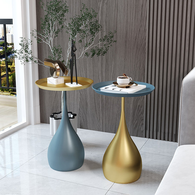 Modern Style Blue/gold/black Metal Base Metal Tray Round Side Table
