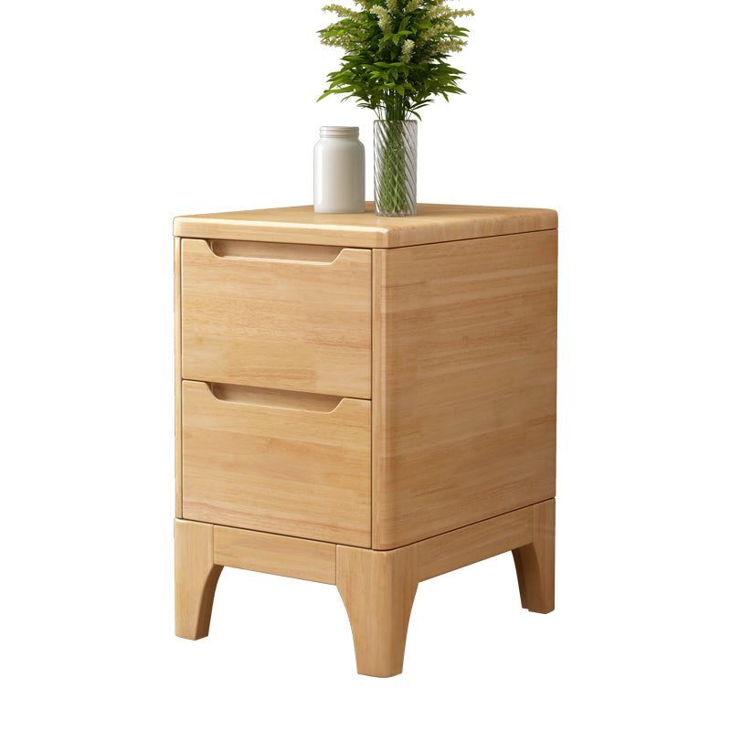 2 Drawer Nightstand with Legs 20" Tall Wood Accent Table Nightstand