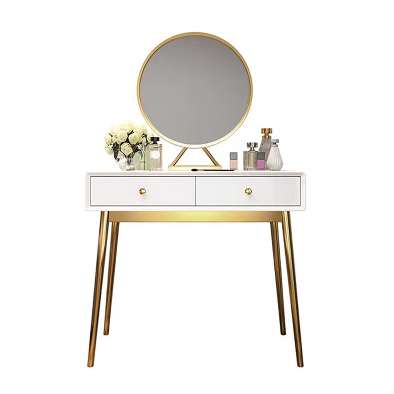 29.5" Height Wood Blue/ White Makeup Vanity with Drawers and Mirror